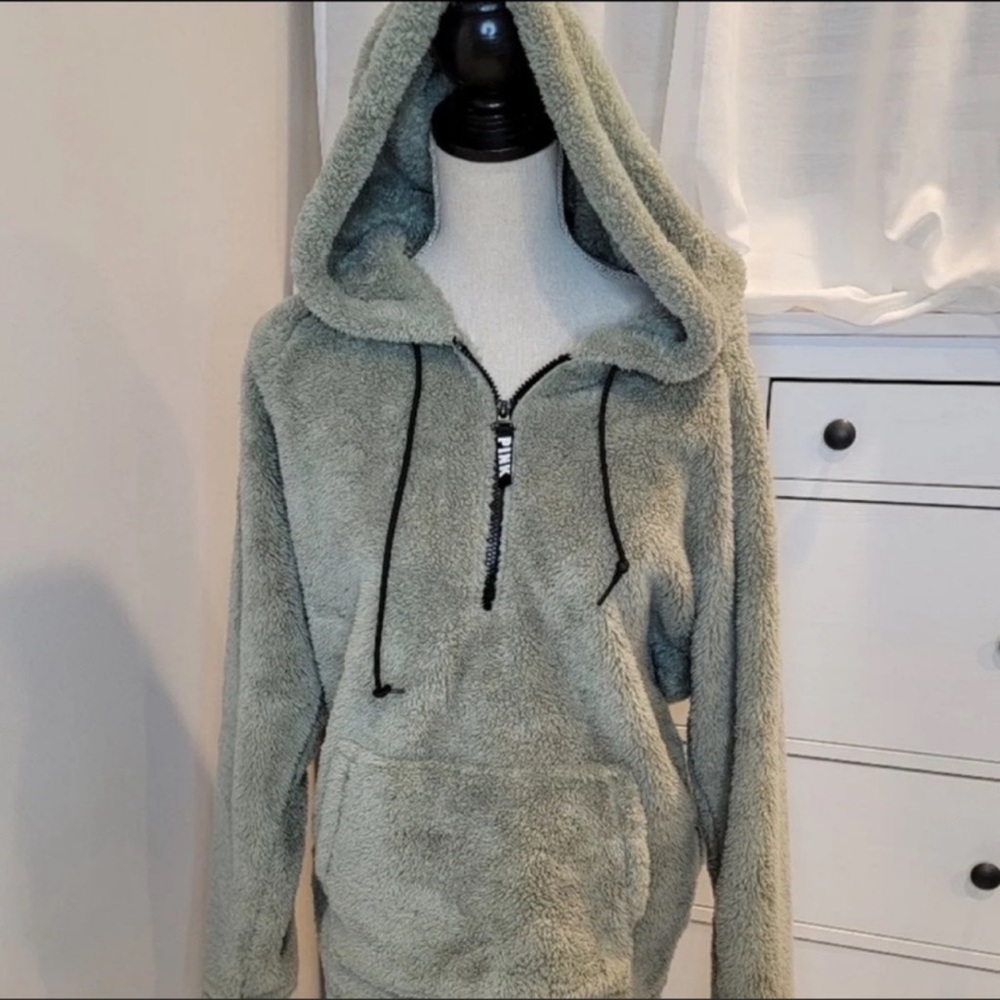 Victoria's Secret PINK Sherpa Hood Sweater Sz L